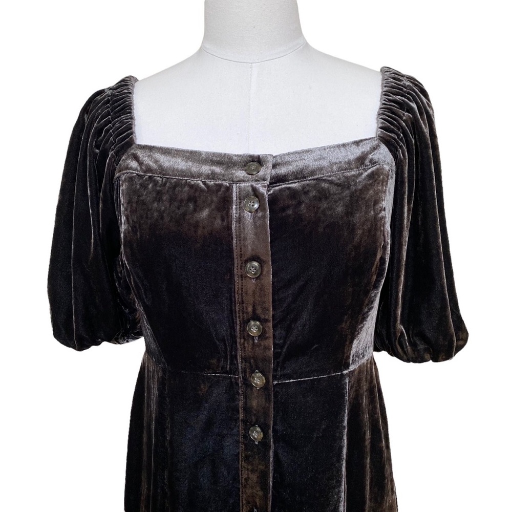 J. Crew Puff-sleeve Velvet Dress in Black NWT - Picture 6 of 14